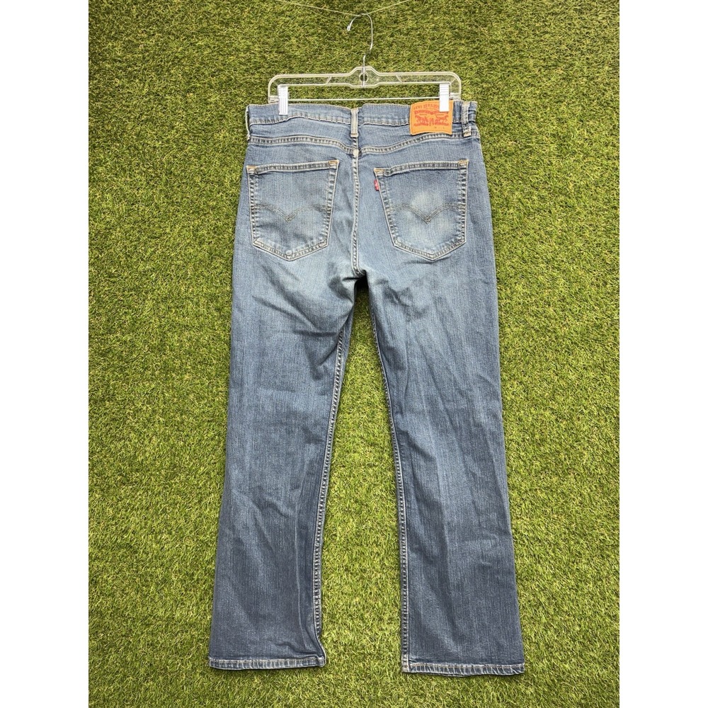 Levis 527 Jeans Mens 36x30 Low Boot Cut Medium Wash Denim Distressed Workwear
